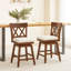  Ensemble de 3 tabourets de bar 26 po en bois avec 3 chaises et dossier rembourré brun et beige