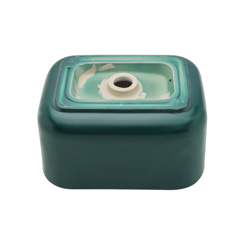 APRESSHUI 12'' Ceramic Rectangular Bathroom Sink, Green