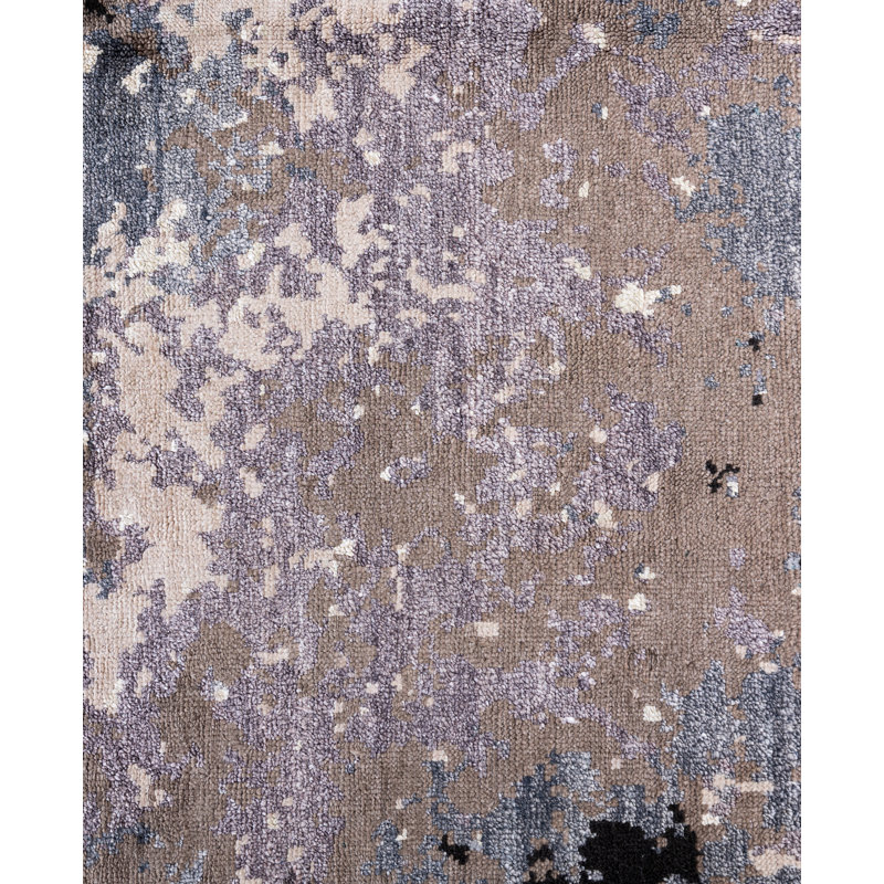 Tapis unique noué à la main noir de 8 pi 2 po x 10 pi 1 po Odom