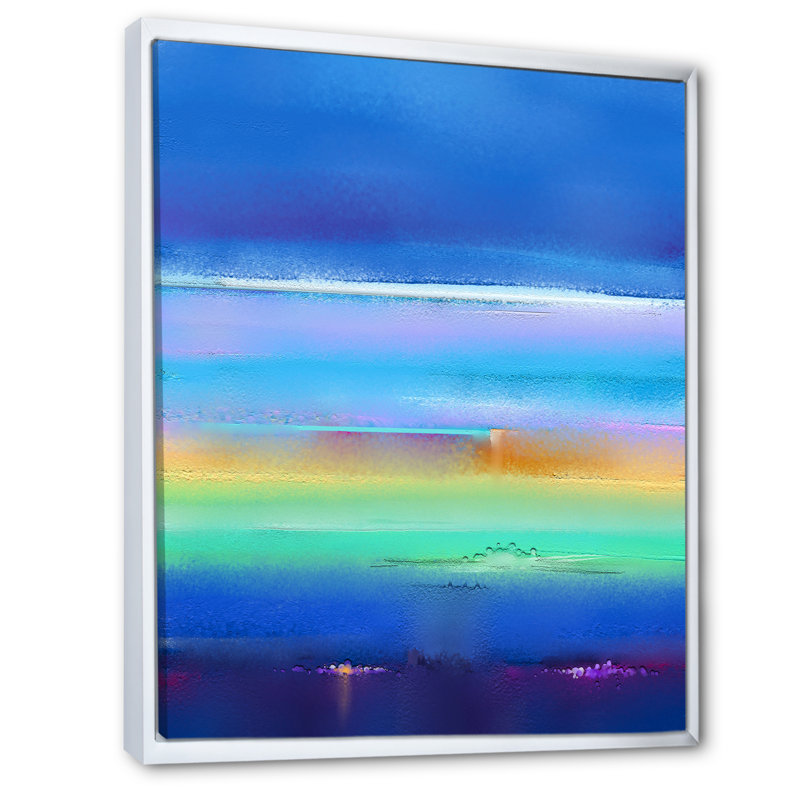 Impression sur les vagues de l'océan moderne - peinture, H 20 po x l 12 po x P 1 po, Cadre flottant blanc