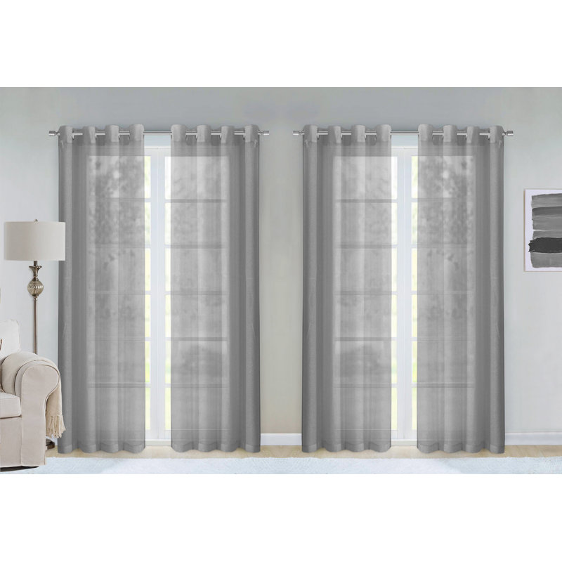 Cheala Solid Sheer Curtains for Living Room and Bedroom 54"W x 84"L Window Sheers Window Drapes, Silver