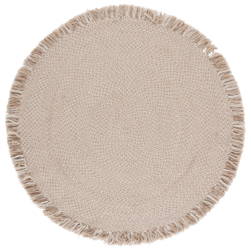 Braided Hand Woven No Pattern Indoor Rug, 4'-0" x 4'-0" Round
