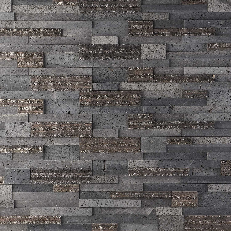 Stackstone 3D Steel Gray Marble Ledger Panel Mosaic Wall Tile