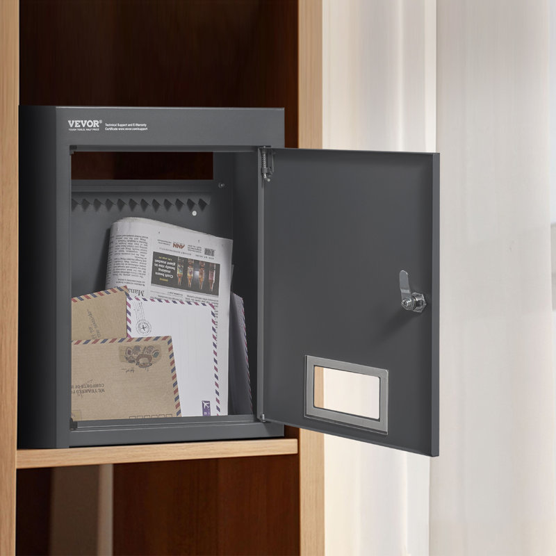 Steel Wall Mounted Mailbox, Grey