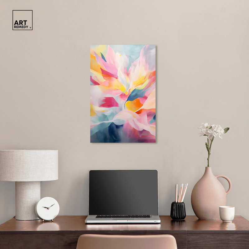 Ebullient Layers 24" x 16" Wrapped Canvas Abstract Art