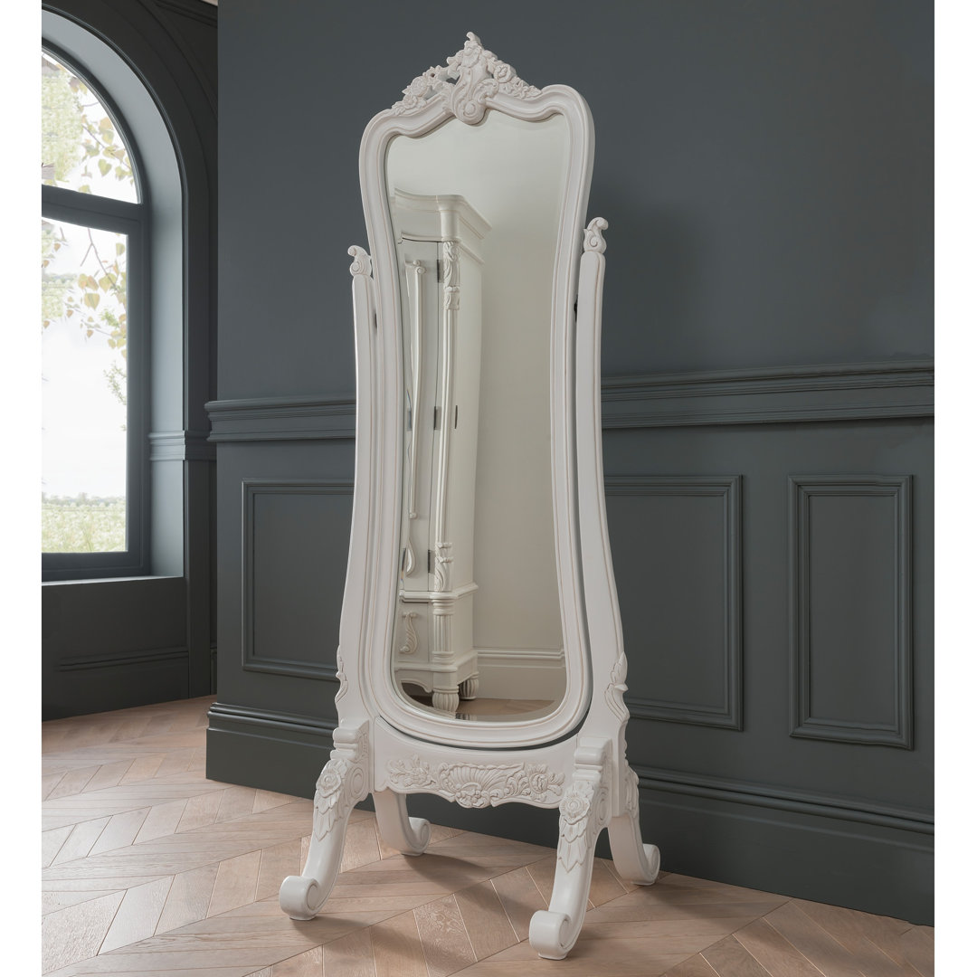 Mccormick Novelty Solid Wood Framed Freestanding Cheval Mirror in White