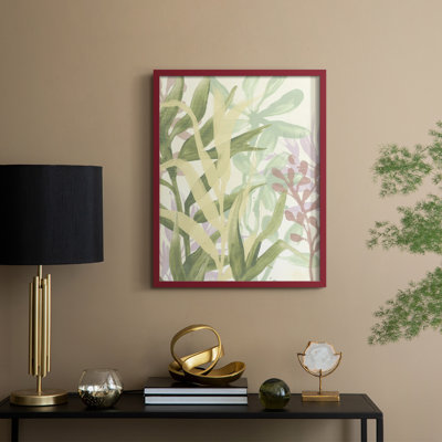 «Dreamy Tropical Leaves I», reproduction encadrée - bois massif