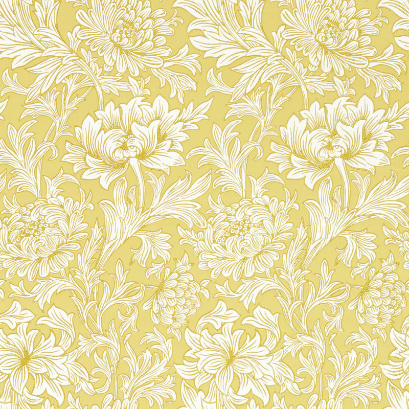 Chrysanthemum Toile 10.05m x 52cm Matte Wallpaper Roll, Yellow