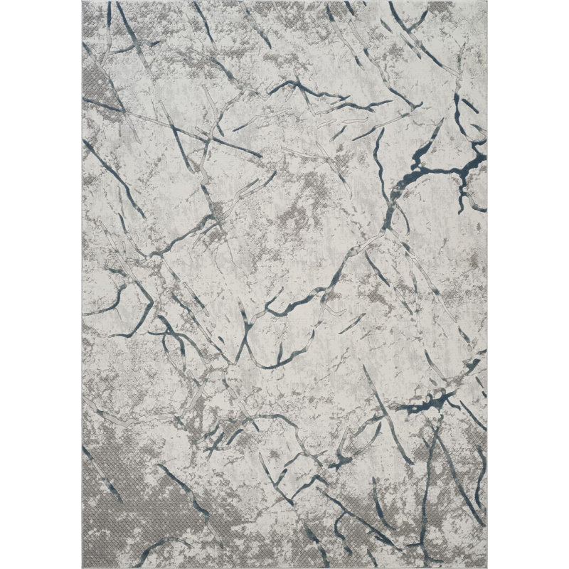 Tapis en polyester doux et durable au design moderne d'inspiration marbre pour les endroits très passants