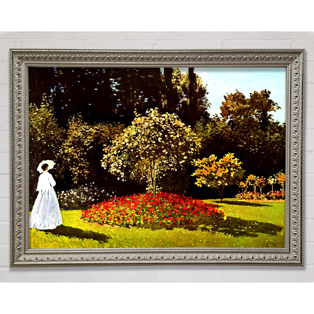 Frau im Park mit Mohnblumen von Claude Monet - Einzelbildrahmen Druck