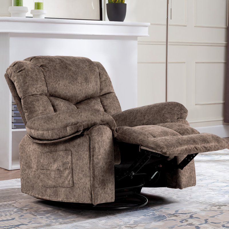  High-Softness Velvet Manual Swivel Rocker Recliner Chair(Set of 2), Brown