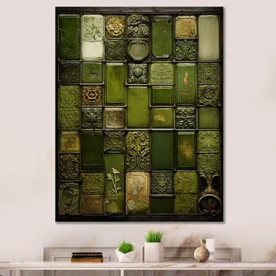 Green Stones Tiles I - Art mural abstrait