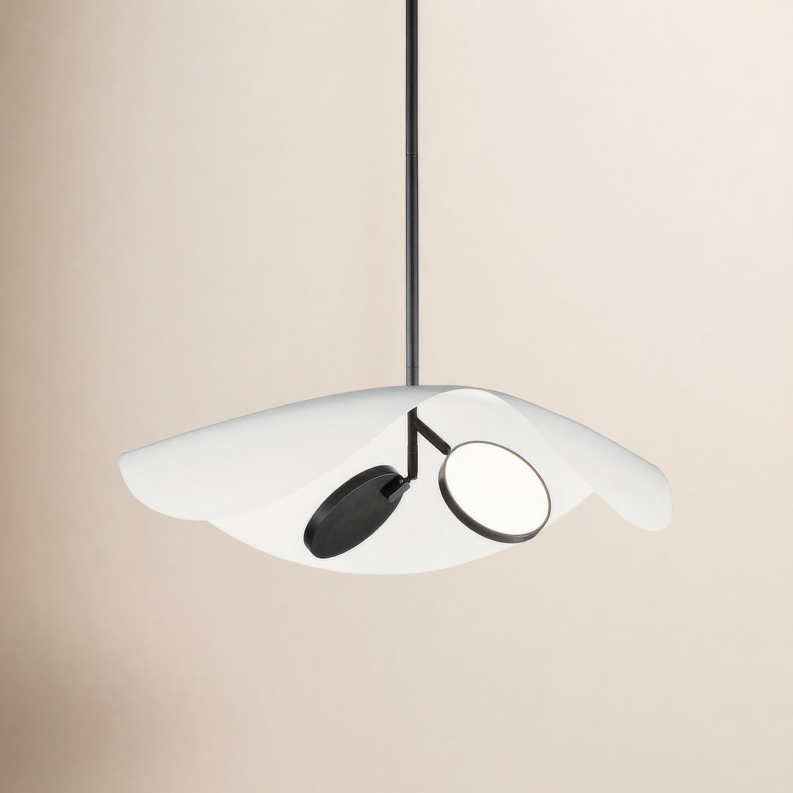 Hinton 2 Light Metal LED Pendant, White/Black