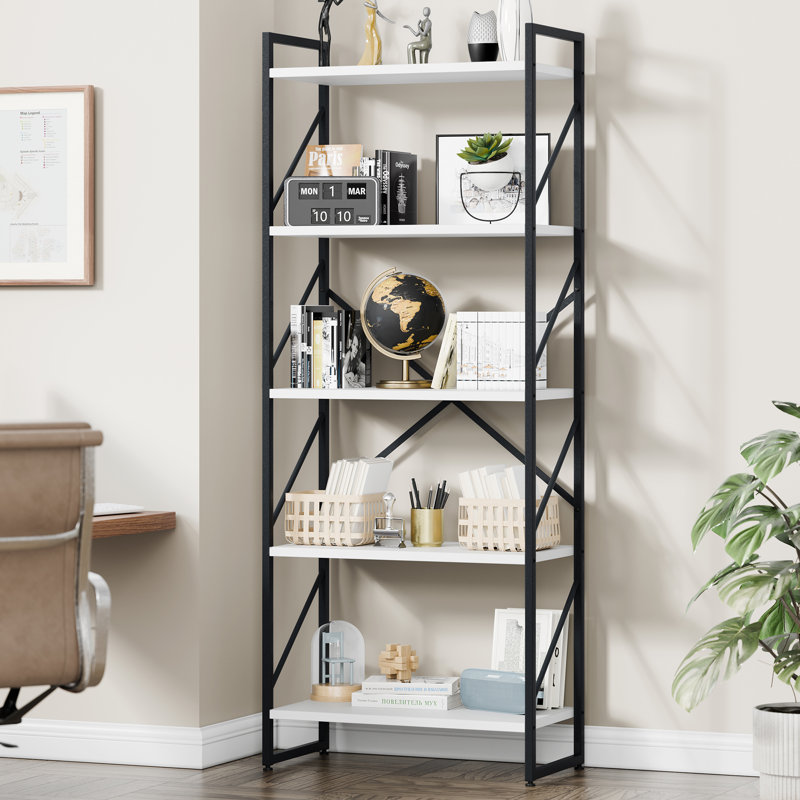 Rego 62.2" H x 23.6" W Etagere Bookcase, White/Black