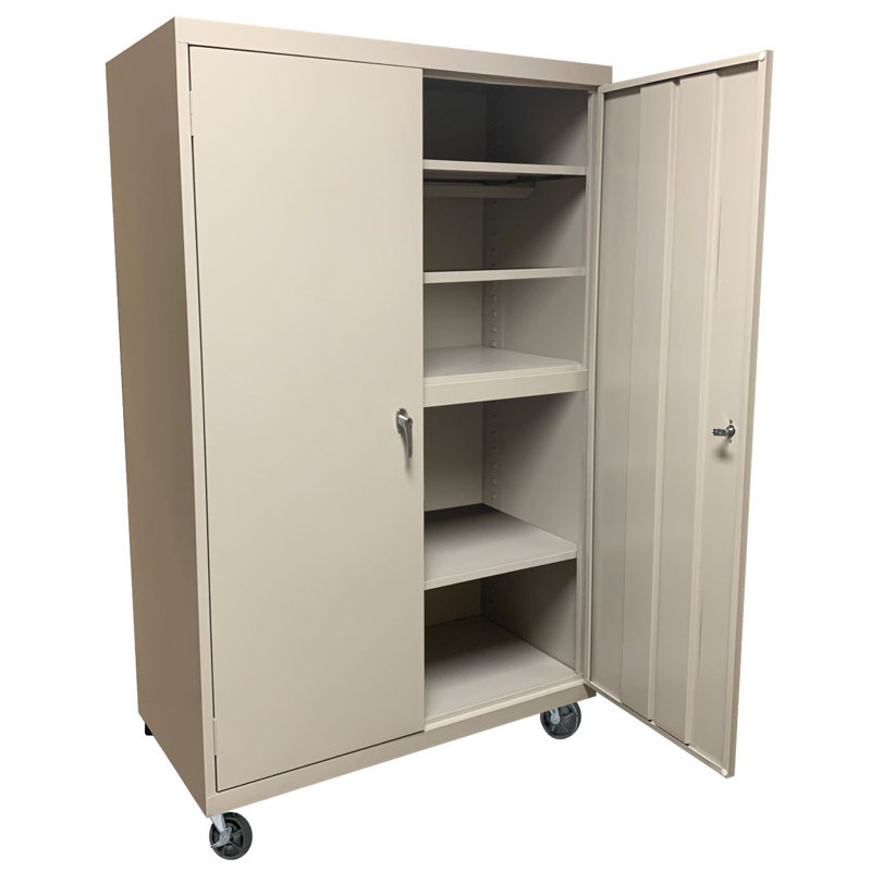 Armoire de rangement soudée mobile H 72 po x l 36 po x P 24 po, Mastic, H 78 po x l 48 po x P 24 po