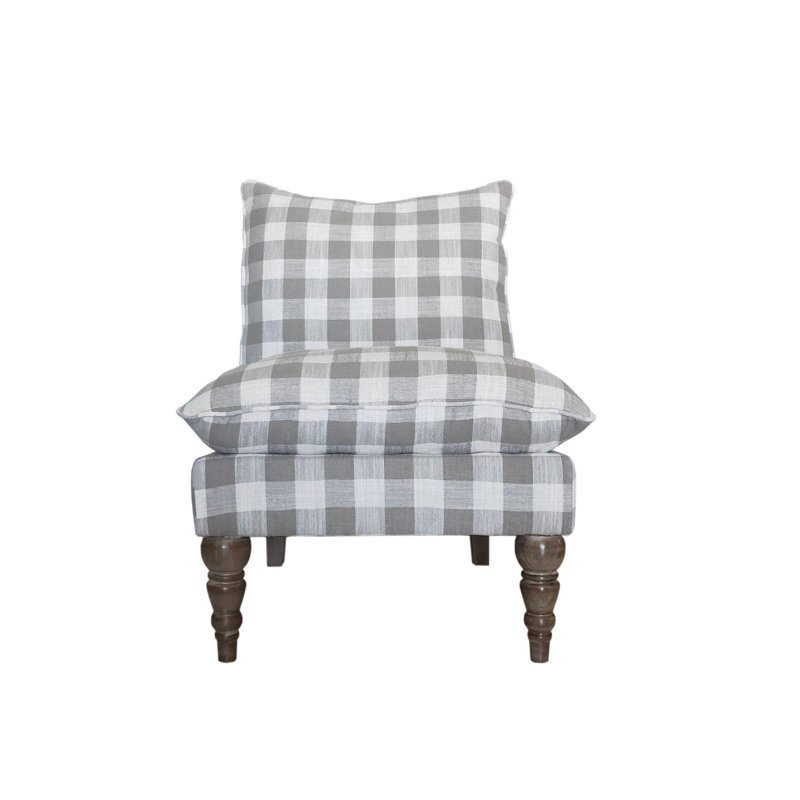 Fauteuil de chambre Autaum, Mélange de coton à carreaux beige