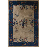 Ivory Chinese - Art Deco Wool Small Scatter Size 1920s Knotted Rectangle Antique Rug