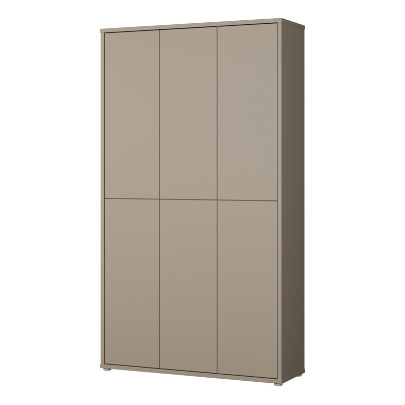 Modern minimalistic shoe cabinet with 6 doors, entryway cabinet, engineered wood, Grey, 191.9cm H x 109.2cm W x 34.9cm D