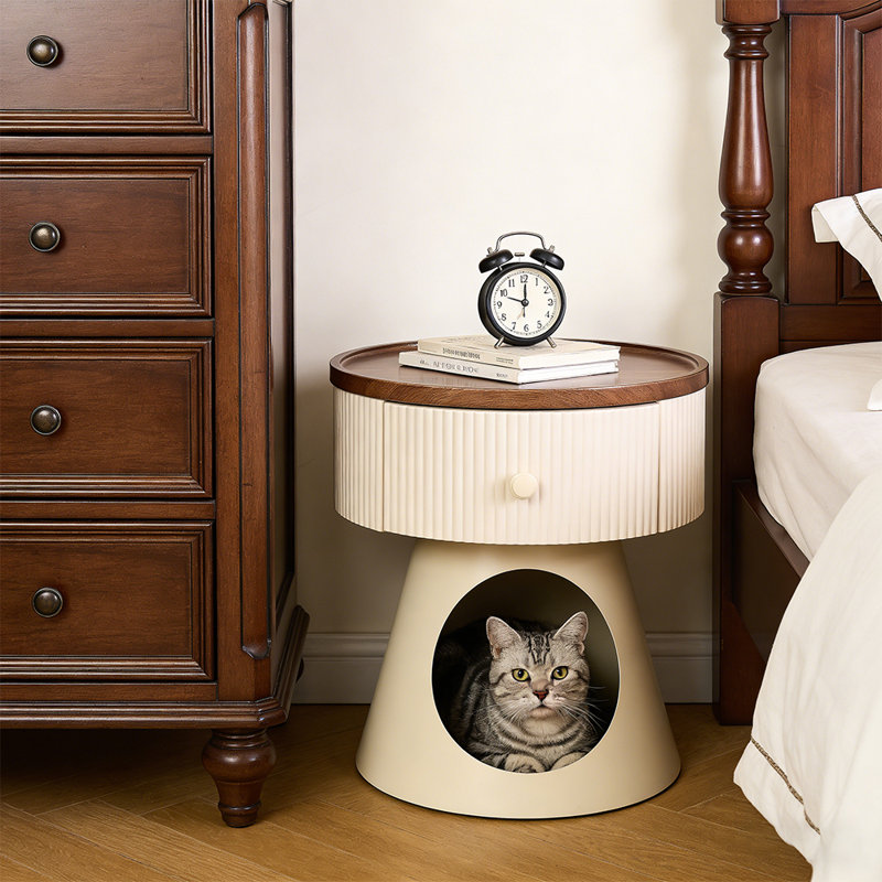 Multi-functional End Table Cat Home With Drawer