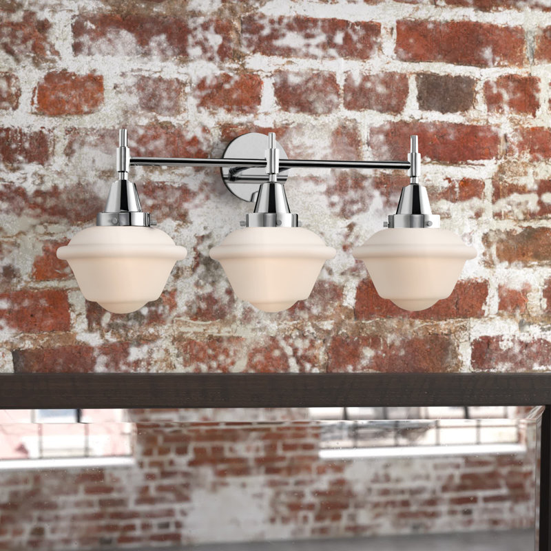 Éclairage pour meuble-lavabo à 3 lumières à intensité variable Gayle, Chrome poli, Blanc mat, Ampoule non incluse