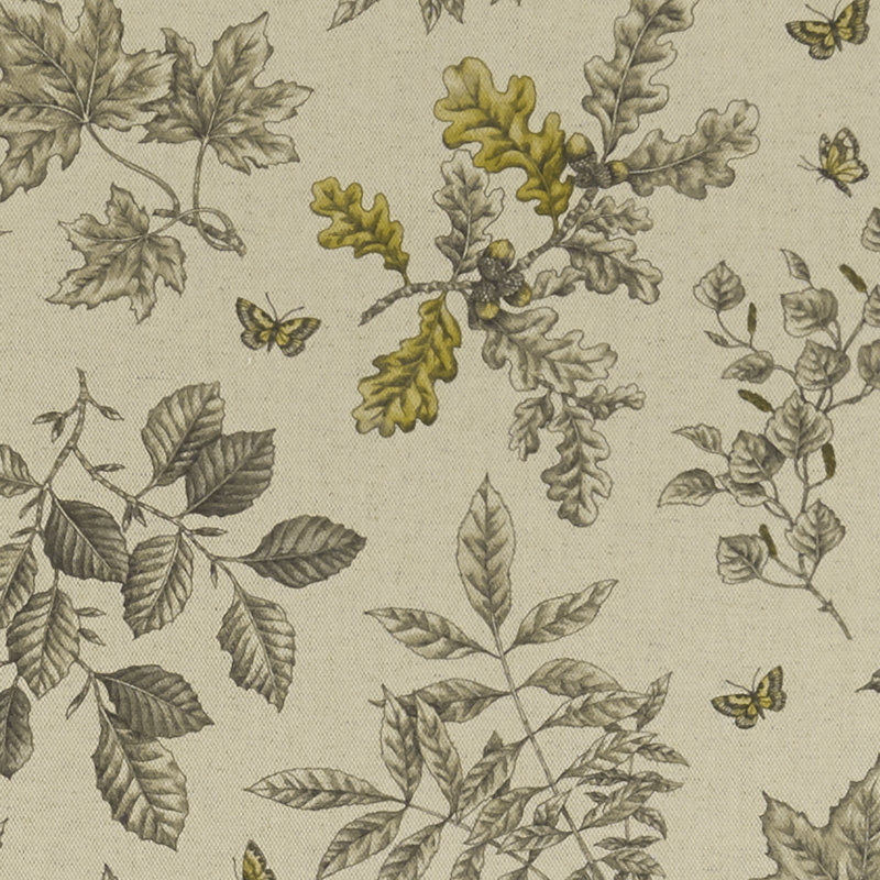 Eden Hortus Fabric, Charcoal/Ochre