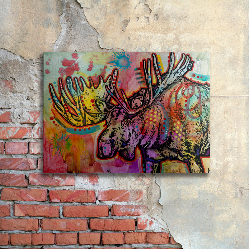 «Moose» par Dean Russo - impression d'art graphique, H 16 po x l 22 po x P 1 po, Aucun mat, Sans cadre