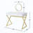 Rectangular Vanity Desk with Mirror and Jewelry Tray, White and Gold