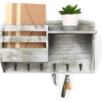 Hines Wall Mail Organizer with Key Hooks Dotted Line Finish: Black