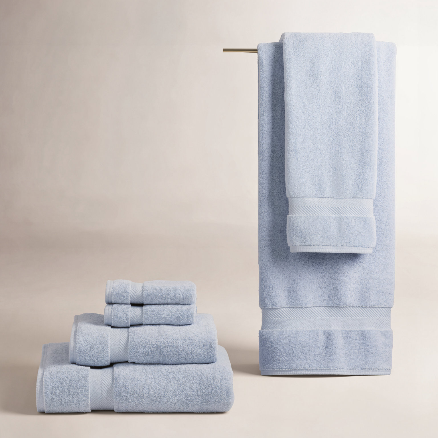 Rane Plush Cotton 6-piece Towel Set, Pale Blue