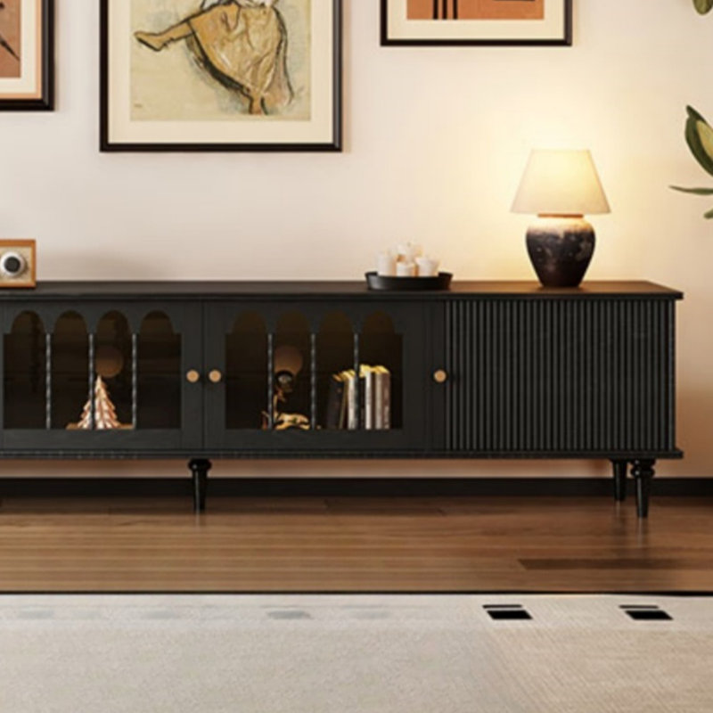 Commode télé Vintage, H 21,65 po x L 62,99 po x l 15,75 po, Noir