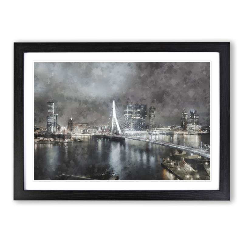 Rotterdam Skyline - Picture Frame Graphic Art, 36cm H x 48cm W x 2cm D, Black Framed