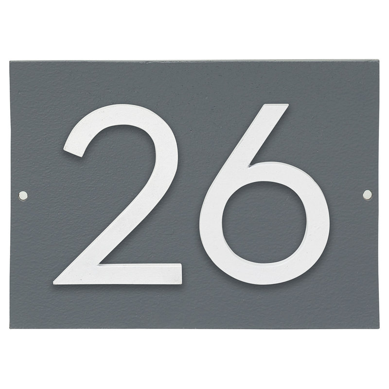 Plaque d’adresse murale sur 1 ligne flottante, Gris, Blanc, Oui