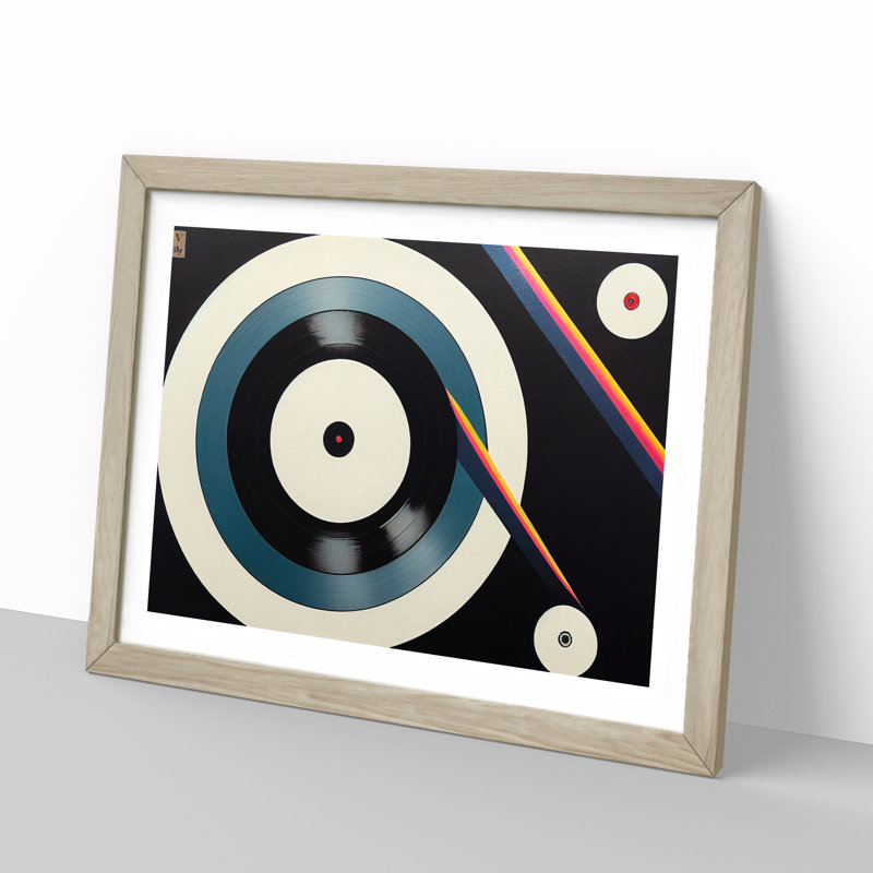 Electrifying Vinyl Record - Single Picture Frame Print, 34cm H x 46cm W x 2cm D, Oak 