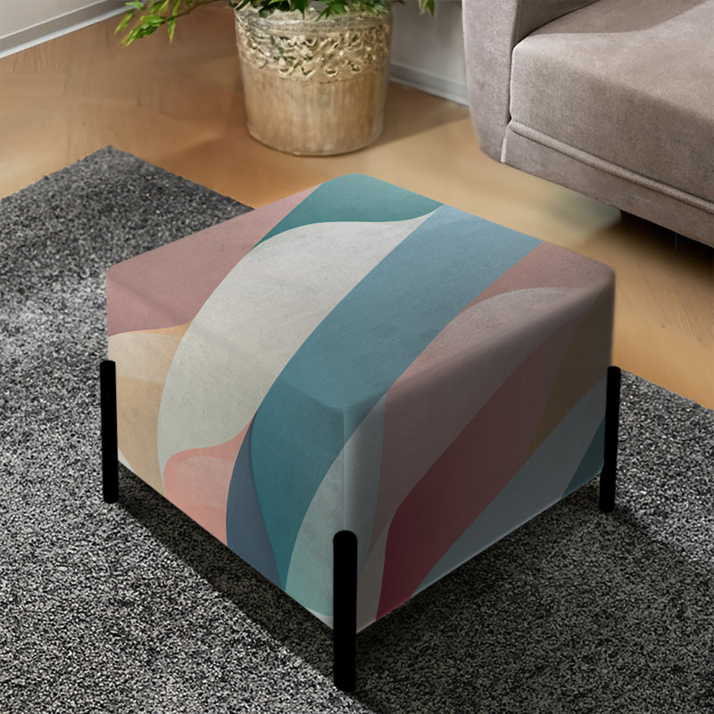 Subdued Elegance - Striped Square Ottoman
