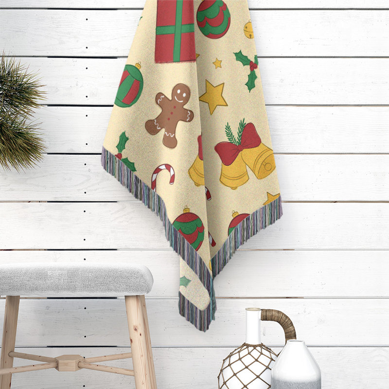 Hand Woven Throw Blanket, 80" W x 60" L, Yellow/Brown