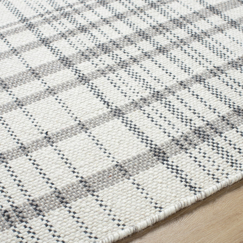 Lavande Plaid Wool Area Rug, Runner 2'6" x 8'