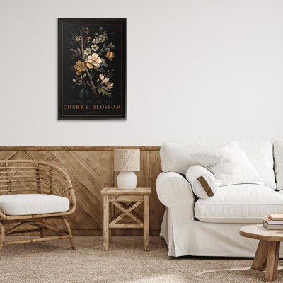 Antique Cherry Blossom Light Framed Giclee, design by Chris Giampietro