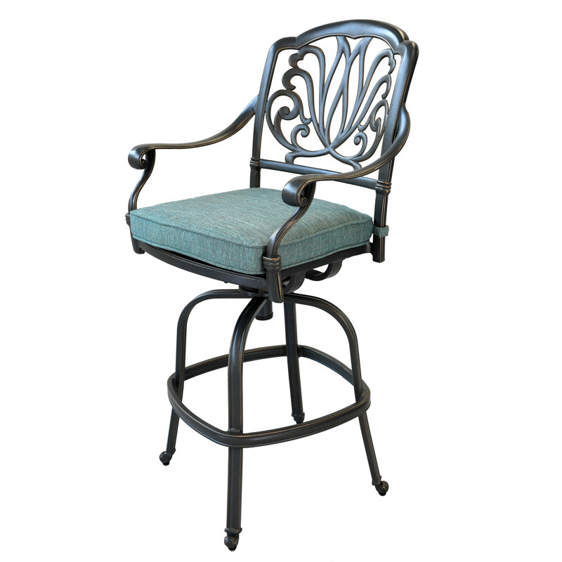 Tabouret de bar avec coussin Kaneidra, Bleu clair