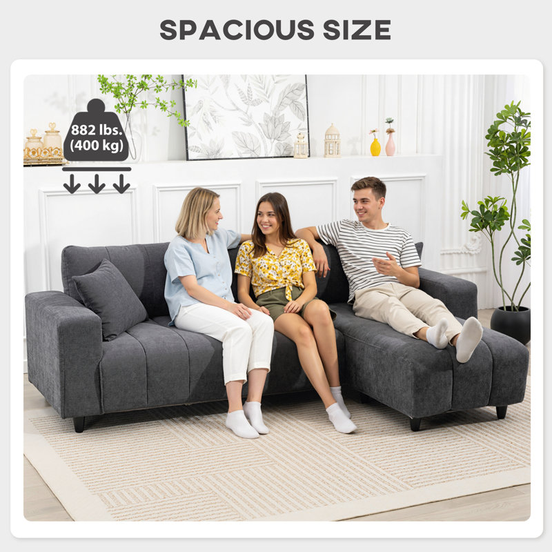 Canapé modulaire, canapé en L 3 places avec siège intégré, gris, Gris anthracite