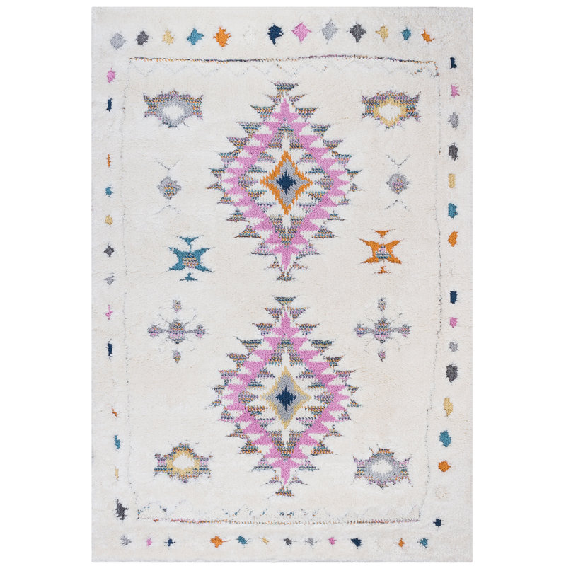 Tapis ivoire à motif géométrique Barden, Rectangle 2 pi 7 po x 4 pi 11 po