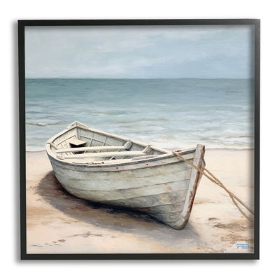 bb-418-Framed Subtle Boat Docked by RB Single Picture Frame Print on Canvas
