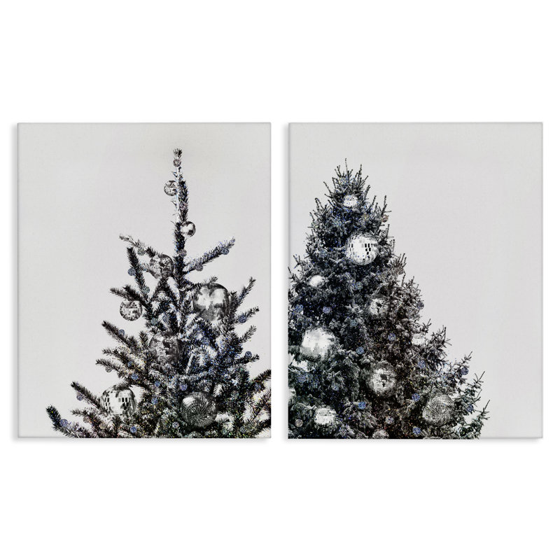 "Disco Ball Christmas Tree", ensemble de 2 toiles d'art sur toile par Victoria Barnes, H 30 po x l 24 po