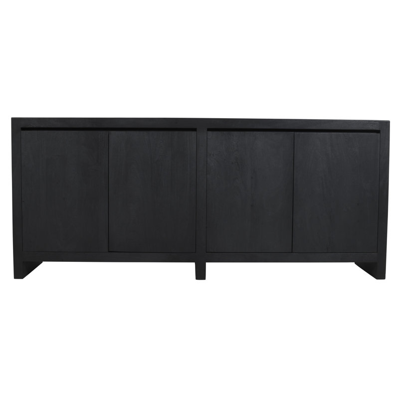 Buffet 4 portes Faucher au fini noir graphite moderne sur bois massif récupéré