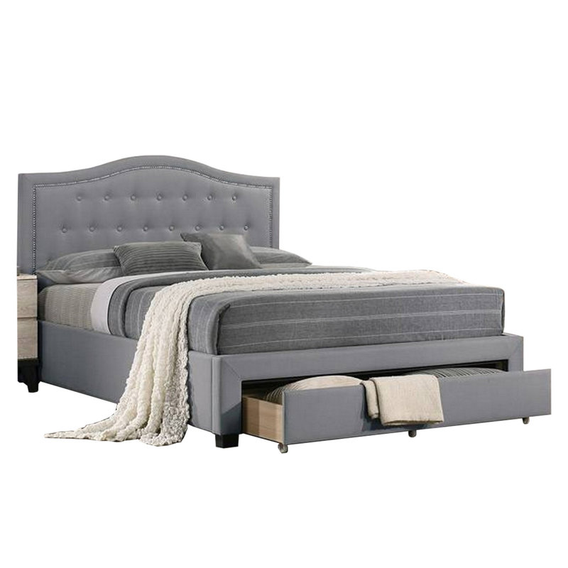 Rodeen Upholstered Tufted Storage Platform Bed, Gray, Twin