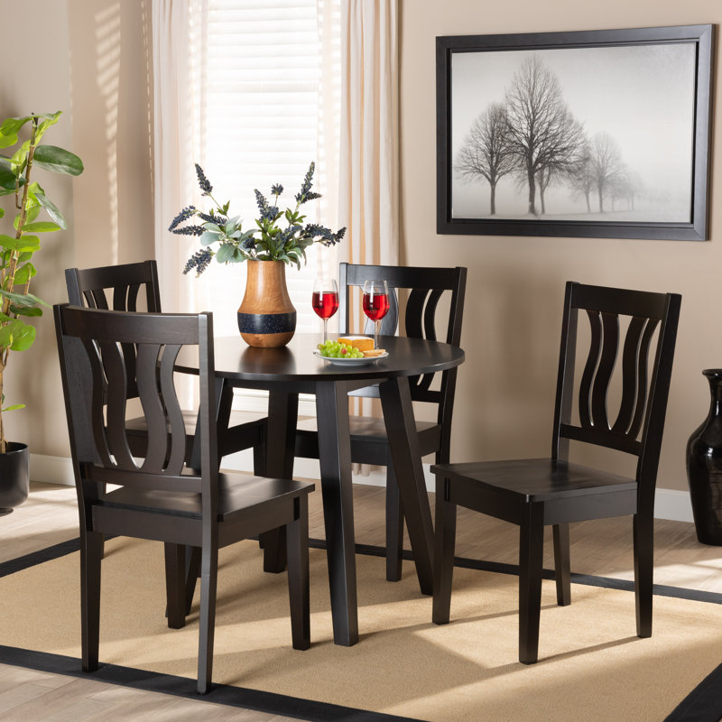 Ensemble de salle à manger 5 pièces Luma au fini brun foncé transitionnel, H 37,4 po x l 17,9 po x P 19,9 po Luma, Brun foncé