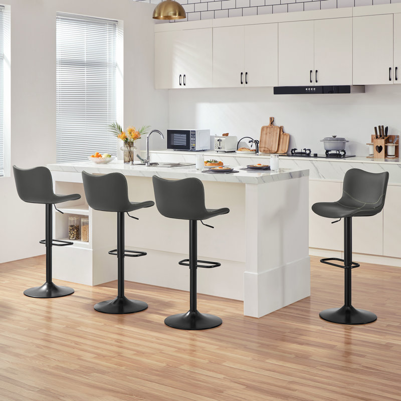 Barabo Swivel Upholstered Adjustable Height Counter Stool, Dark Grey