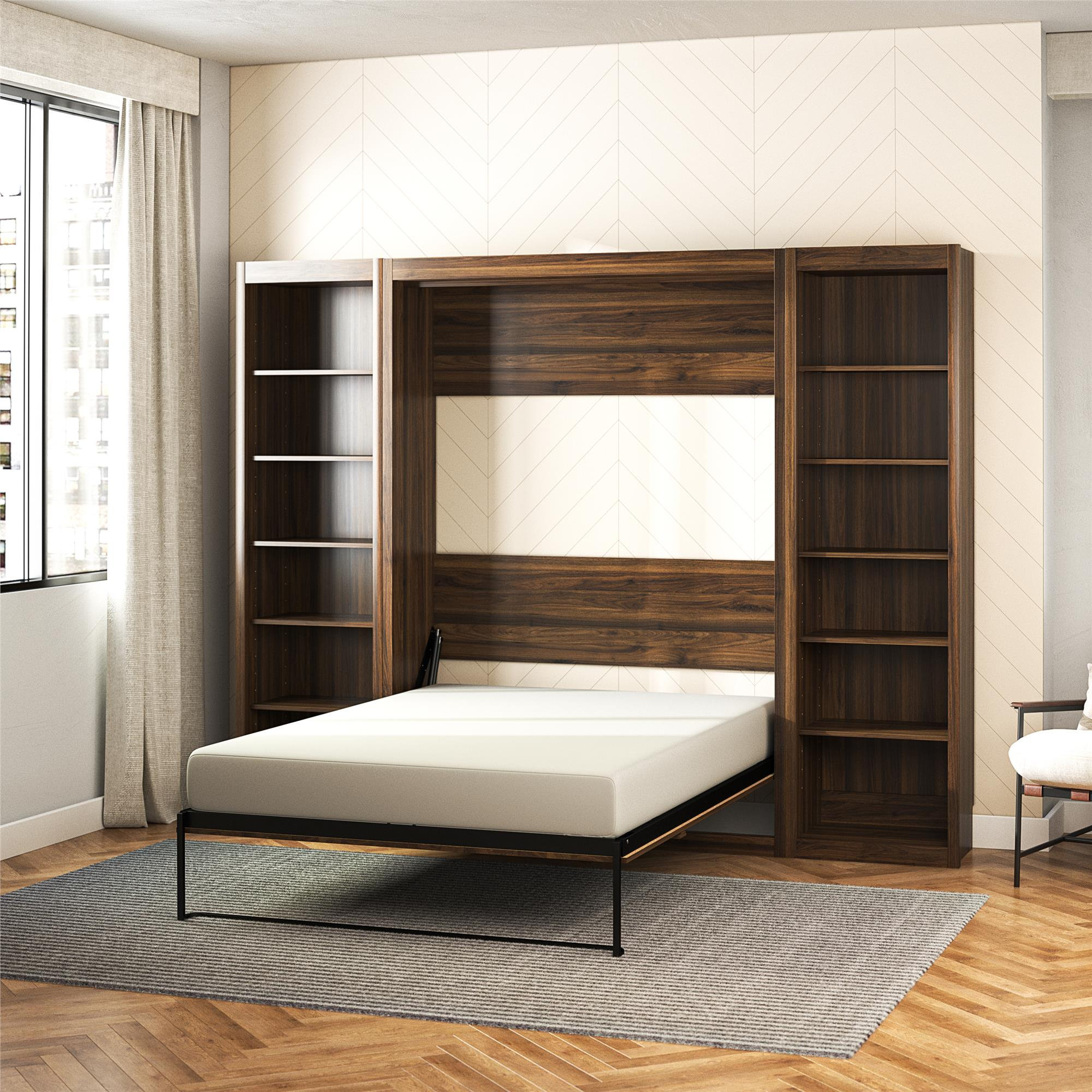 Wade Logan® Wexford Murphy Bed with Side Storage Bookcases & Reviews ...
