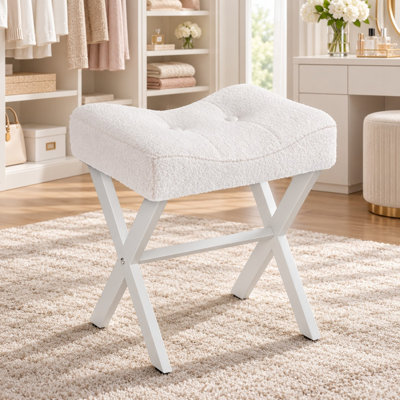 Repose-pieds rond en velours avec assise rembourrée