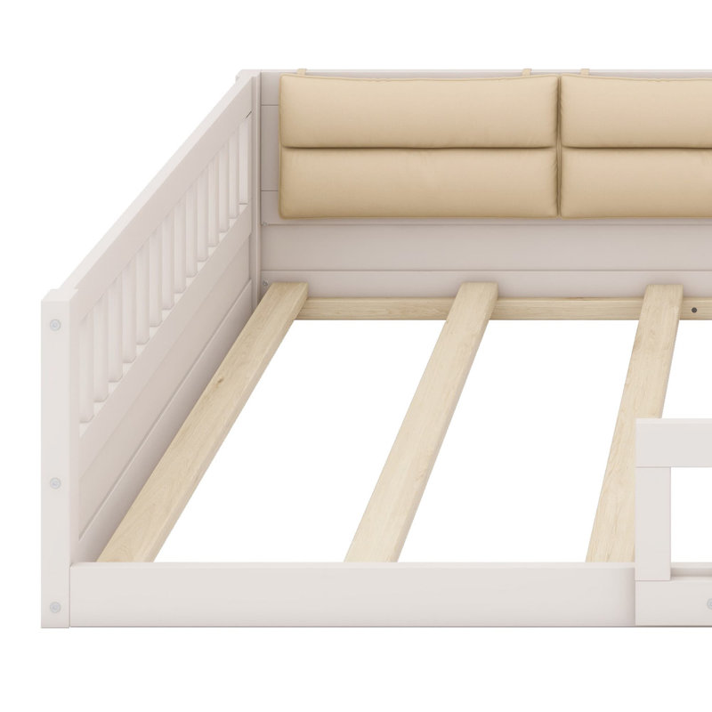 Lit plateforme tapissier Jayzen, Beige
