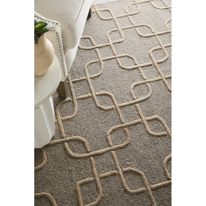 Kimball Hand Tufted Wool Geometric Area Rug in Gray, Rectangle 2' x 3'
